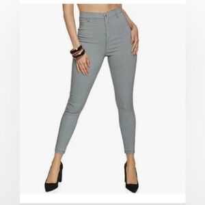 SHINESTAR Houndstooth Mid-Rise Skinny Trouser Pants